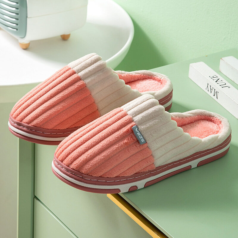Unisex Winter Slippers Corduroy Shoes Couples Bedroom Women