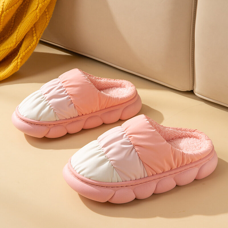 Gradient Slippers Plush Winter Shoes Women House Bedroom