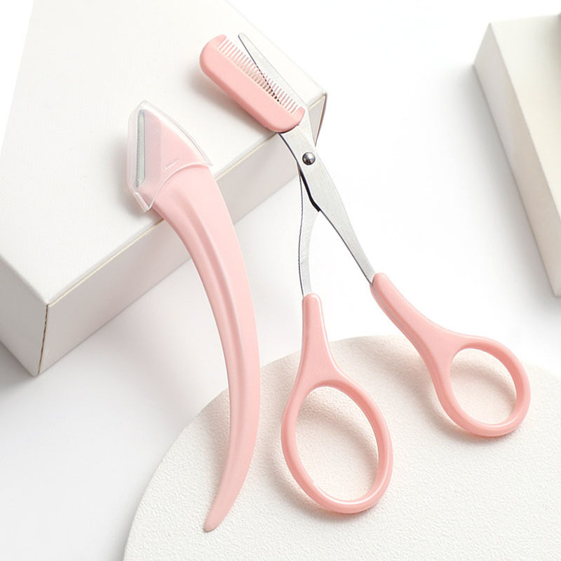 Eyebrow Trimming Knife With Comb Curved Moon Small