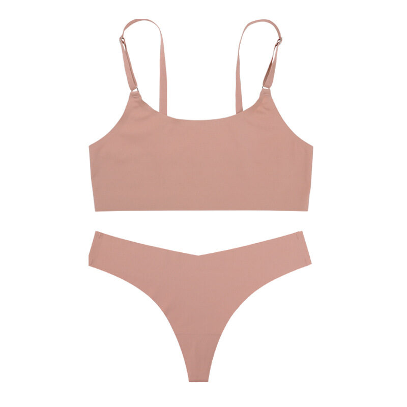 Women Seamless Bra Set Sexy Thong Low Waist