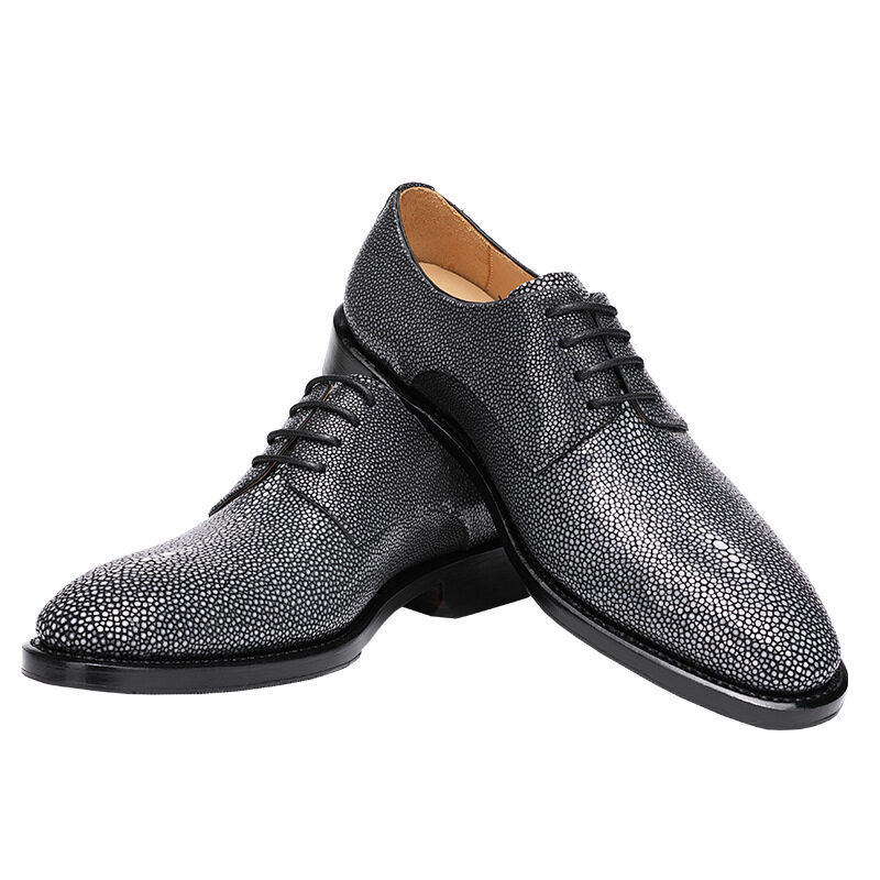 Pearl Fish Skin Men's Shoes Pure Manual Lace