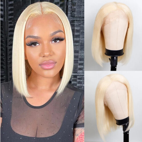613 Blonde Bob Wig Short Straight Human Hair