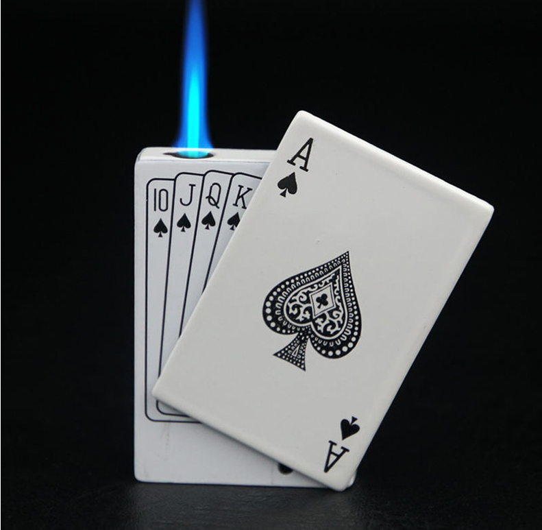 Poker Card Metal Windproof Straight Forward Creative Personalized