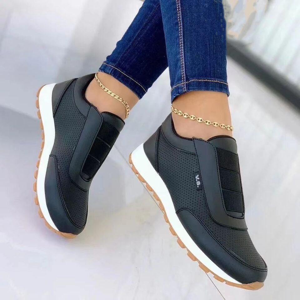 Women Flats Shoes Elastic Band Design Platform Sneakers