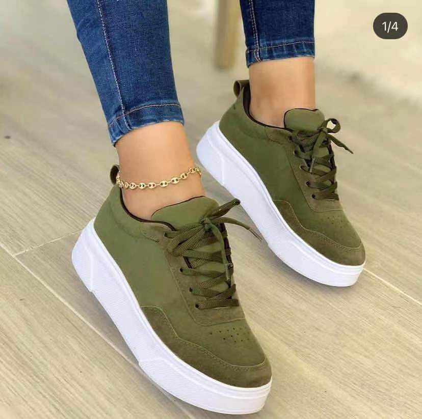 Lace-up Shoes Women Flats Thick Bottom Fashion Mesh