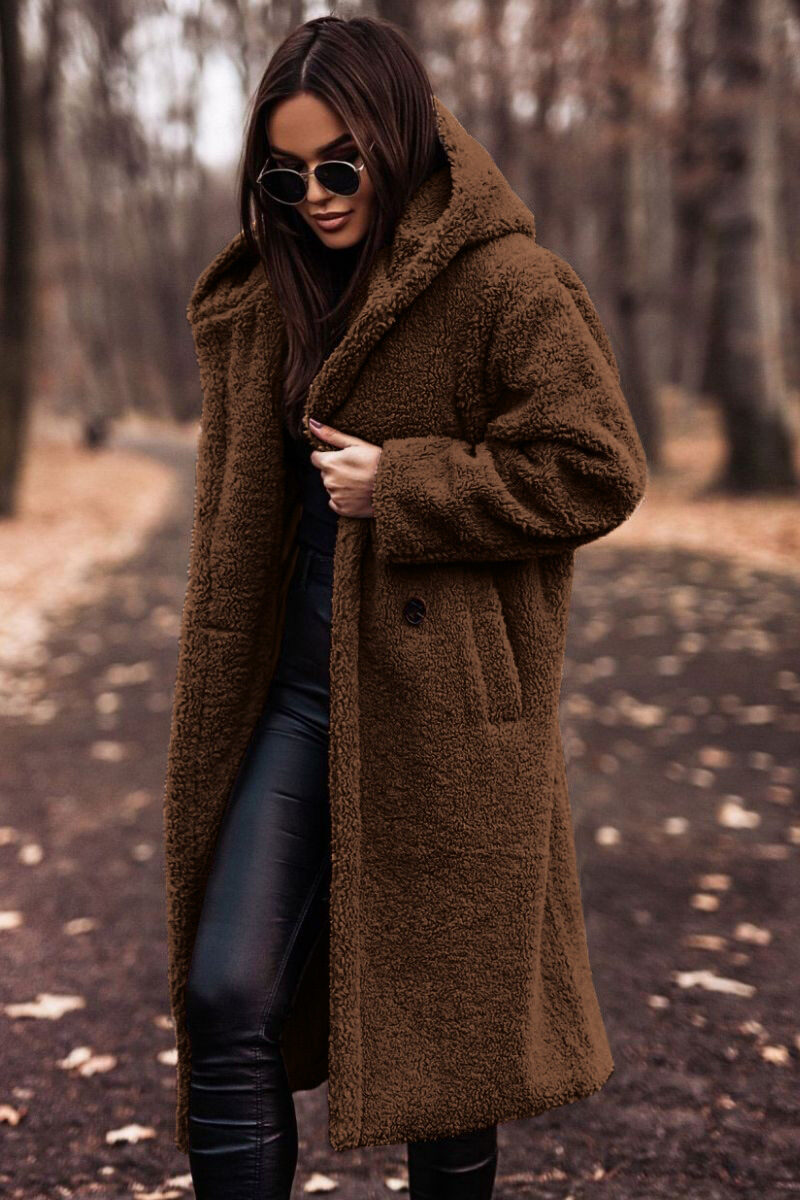 Autumn Winter Fashion Elegant Long Coat Woman Plush