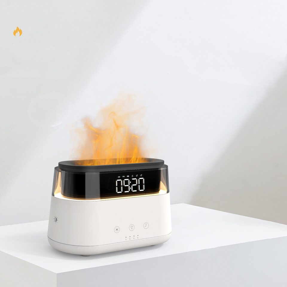 Flame Humidifier With Clock Bedroom Of Intelligent Timed