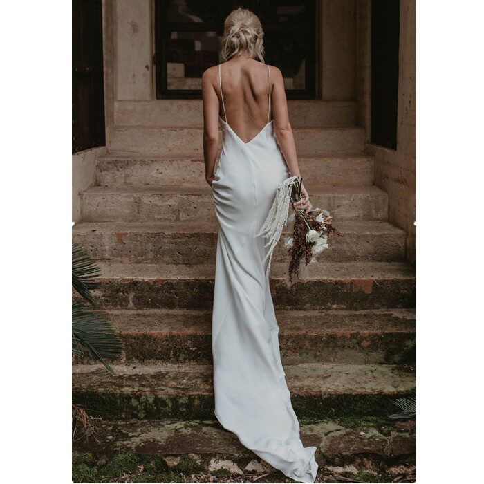 Little White Evening Gown With Train Brigade Shot
