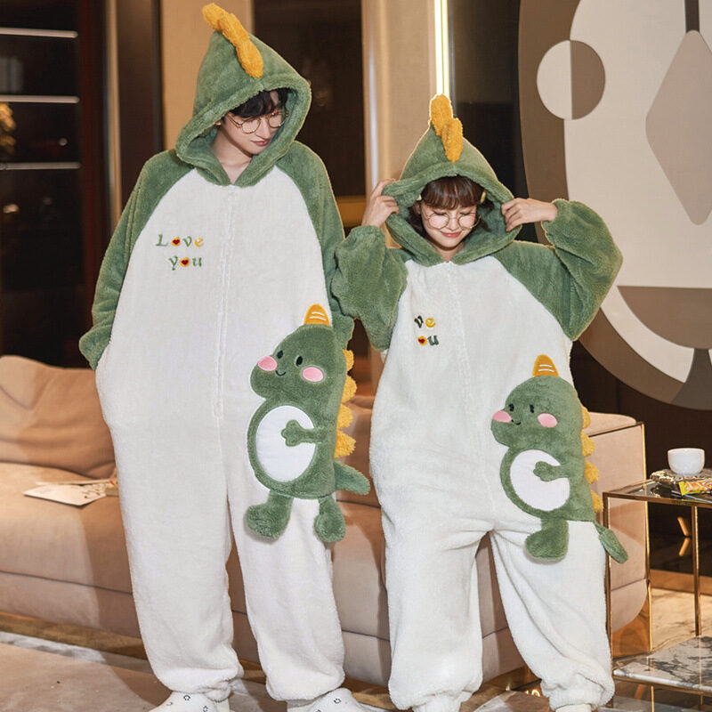 Women Men Pajama Winter Warm Sleepwear Couple