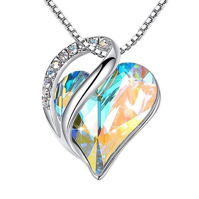 925 Sliver Heart Shaped Geometric Necklace Jewelry Women's