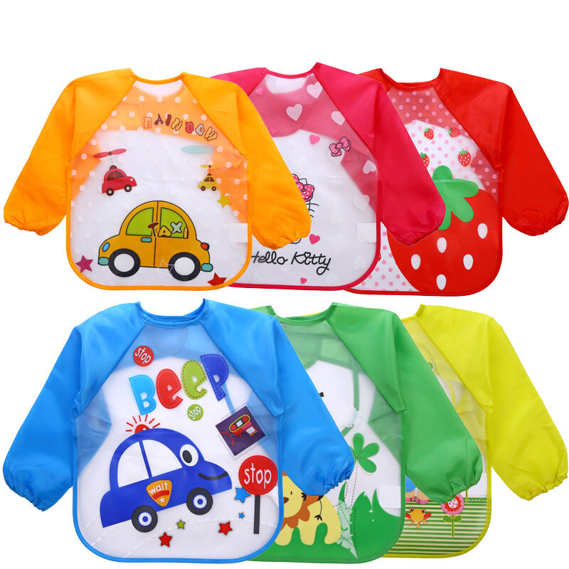 Children's Gown Long Sleeve Kids Waterproof Meal Baby