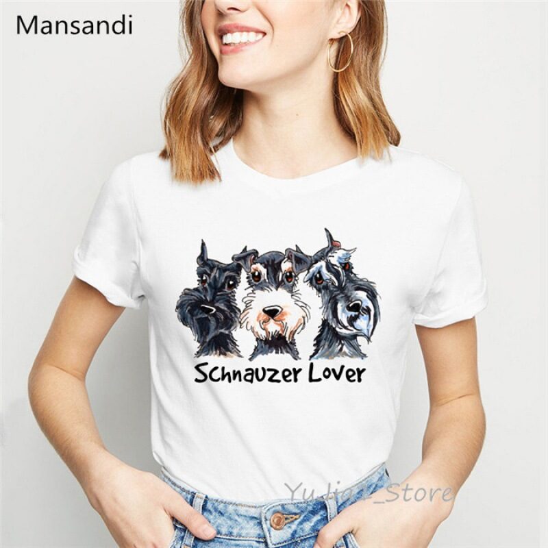 Summer Women's Clothing Schnauzer Dog Printed Wear Clothes