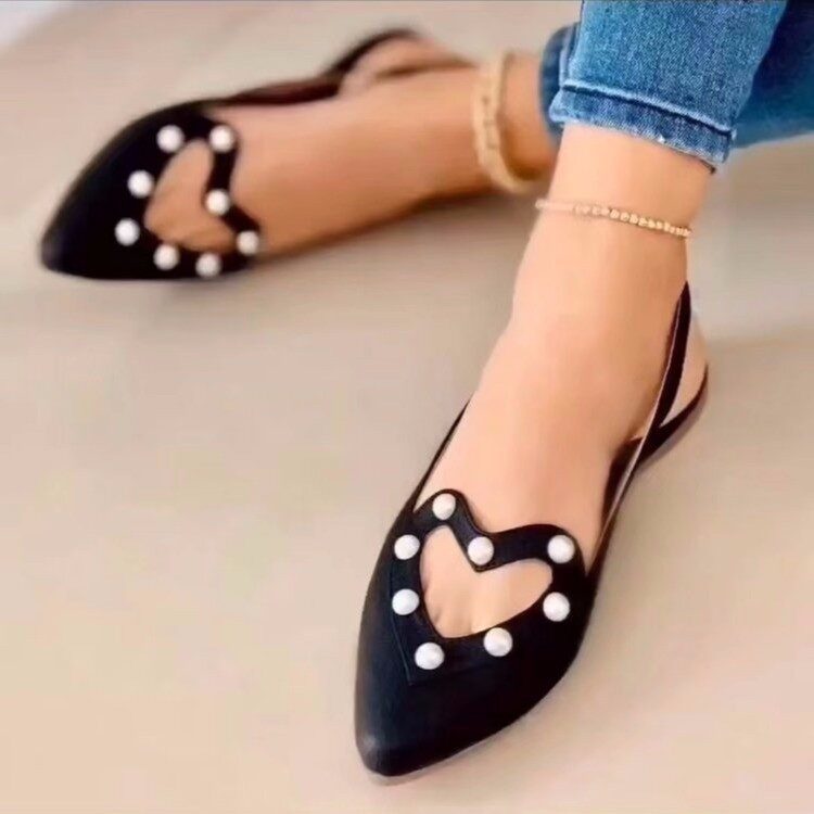 Love Shoes With Pearls Flats Women Sandals Pionted