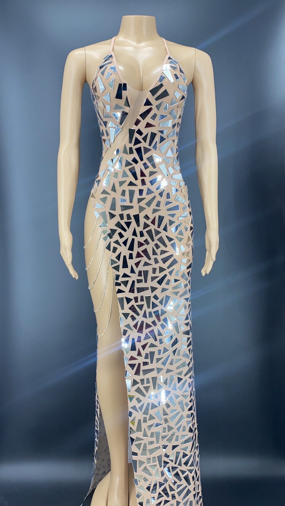 Shining Mirrors Sexy Sleeveless Backless Party Dress