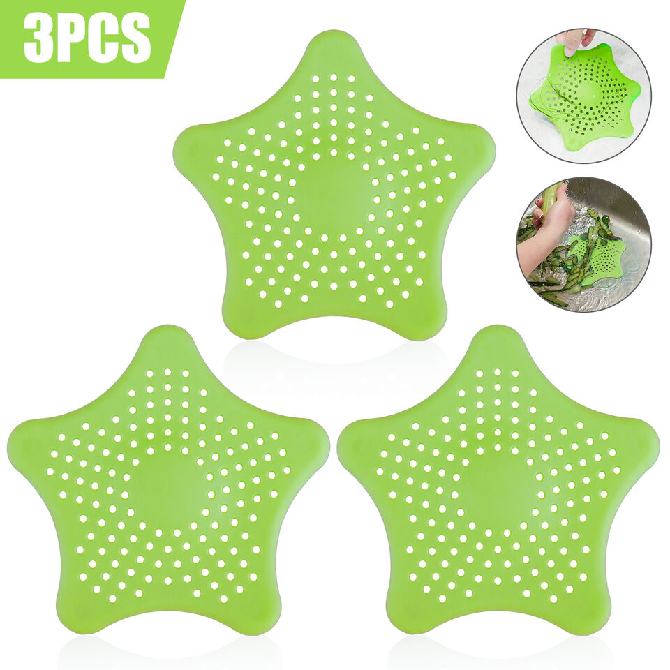 3PCS Silicone Starfish-shaped Sink Drain Filter Bathtub Hair