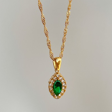 Olive Shaped Horse Eye Zircon Full Drill Titanium