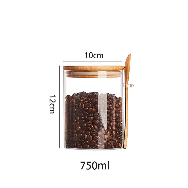Wood Spoon Glass Storage Tank Set Food