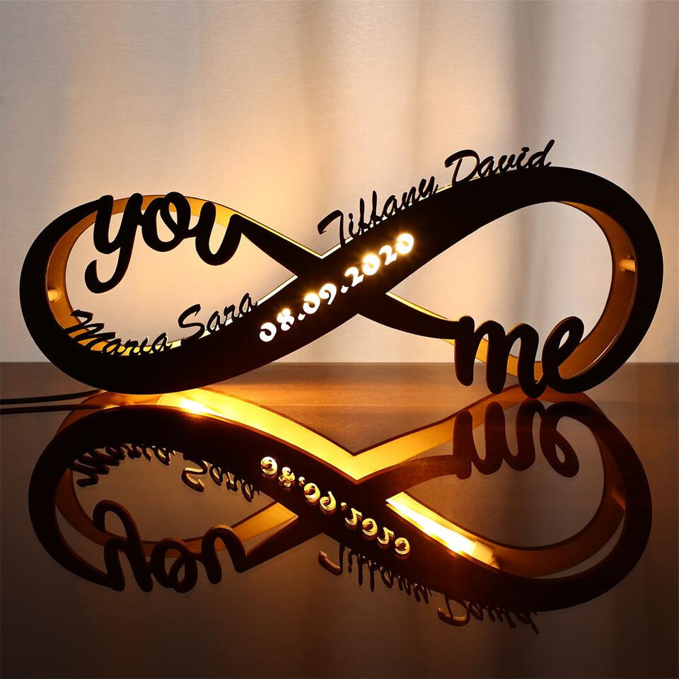 Wooden Lamp Lovers Infinite Name Table