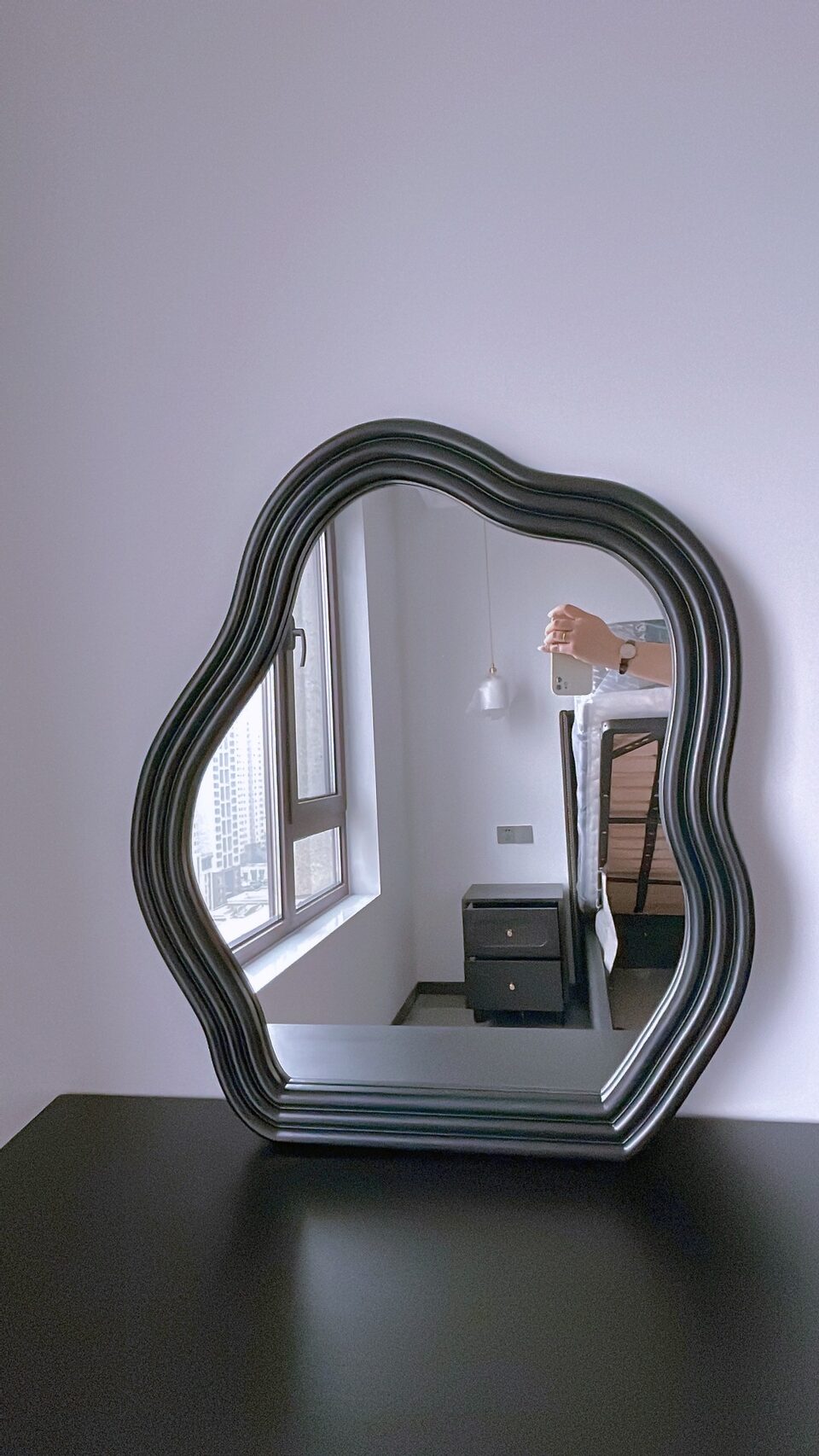 Makeup Mirror Wavy Shaped Hanging Wall Vanity
