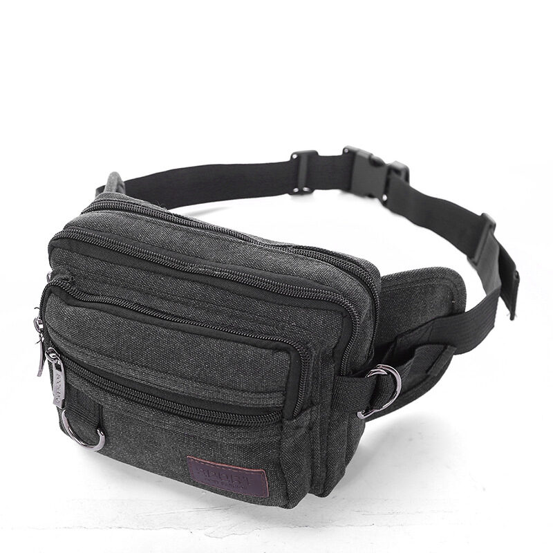 Canvas Fanny Pack With 4-Zipper Pockets Men Waist