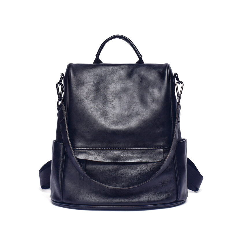 Genuine Leather Anti Theft Backpack Cowhide Large Capacity