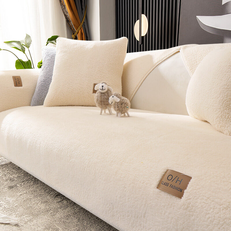 Fashion Simple Solid Color Winter Lambswool Sofa Cushion