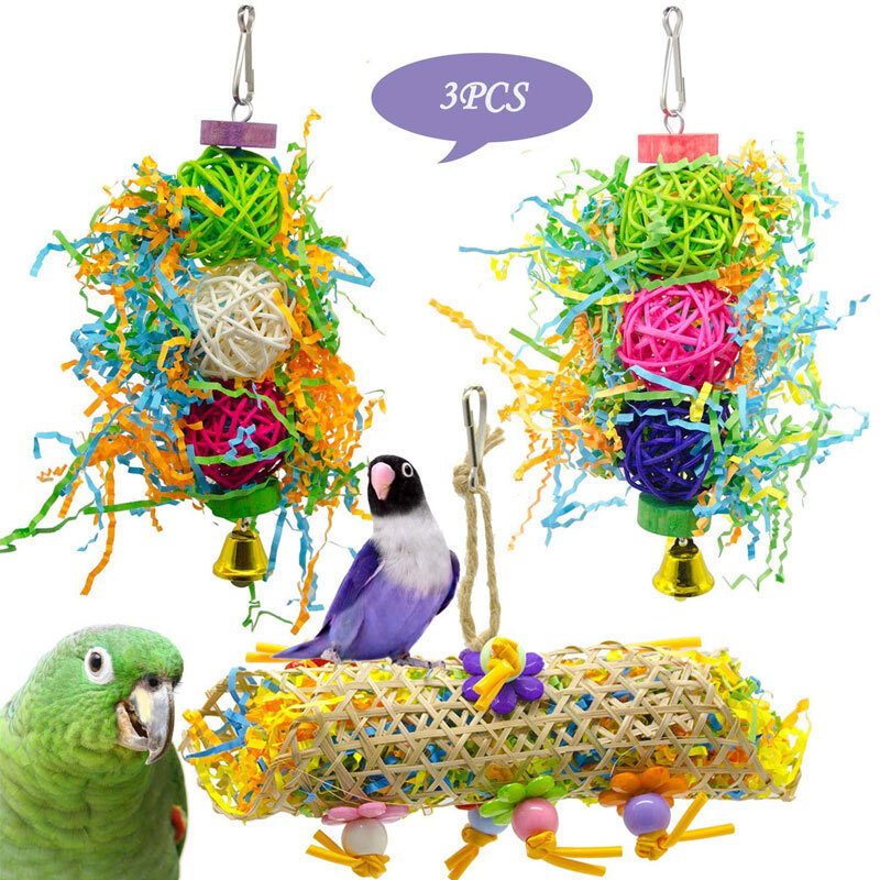 3pcs Bird Toy Parrot Gnawing Supplies Utensils Brushed