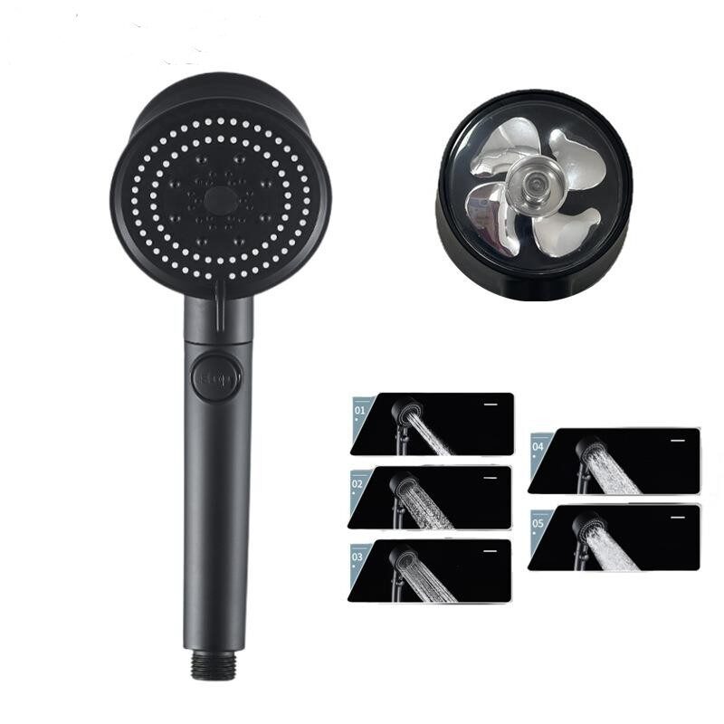Five-color Wind Turbine Shower Head 56 Speed Water