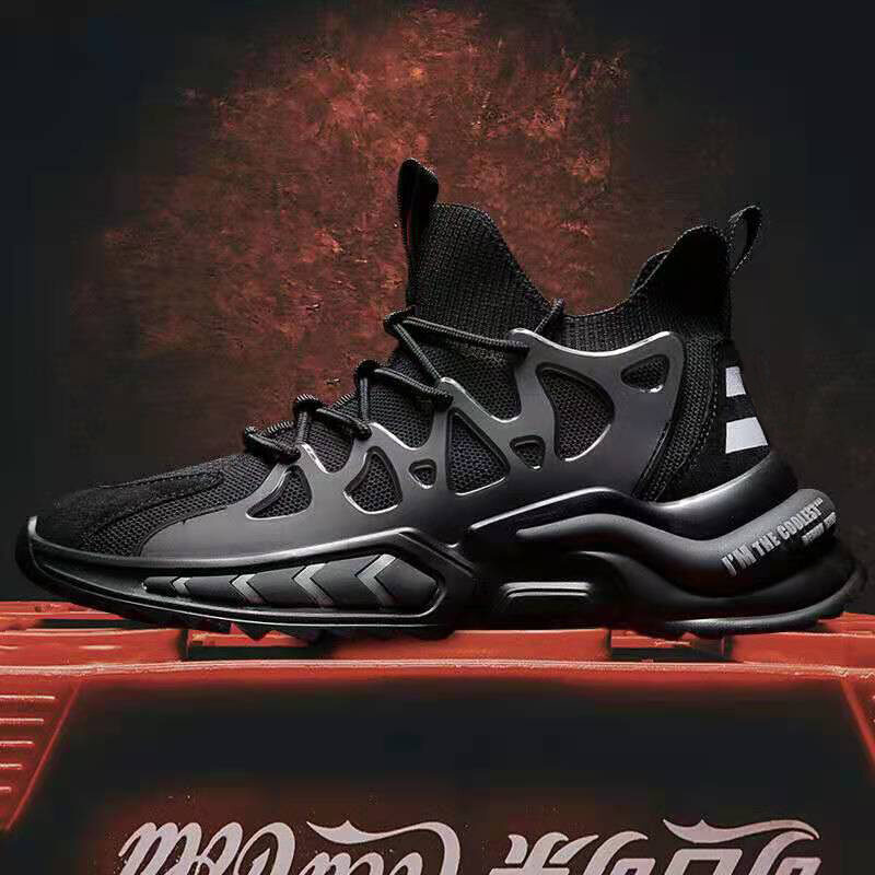Fashion Black Sneakers Men's Non Slip Gym Running