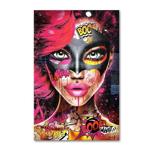 Abstract Female Graffiti Makeup Poster Canvas Print