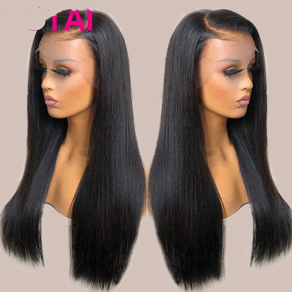 Real Human Hair Lace Wig Set Straight Black