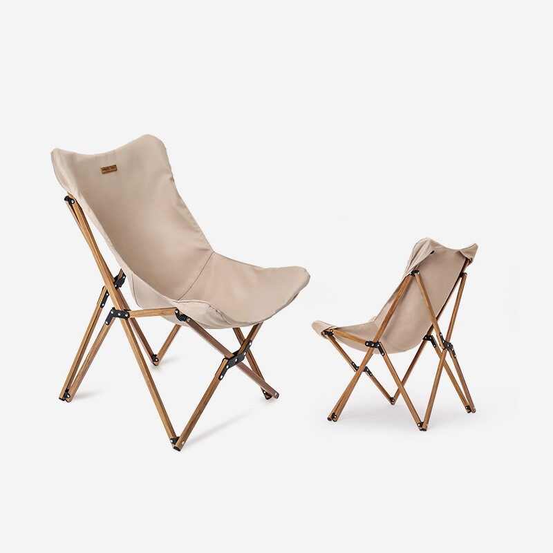 Folding Wooden Grain Aluminum Pipe Camping Chair Portable