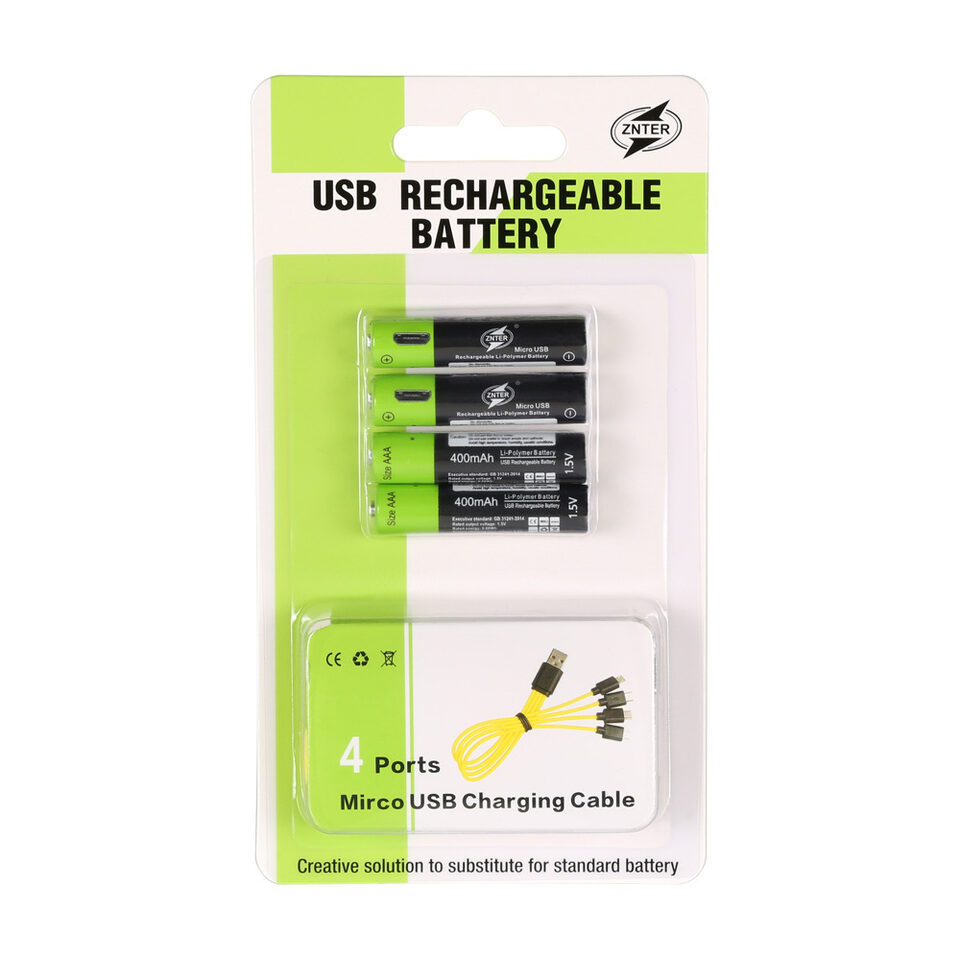 No.5 USB Rechargeable Lithium Battery 1.5V Four Sections