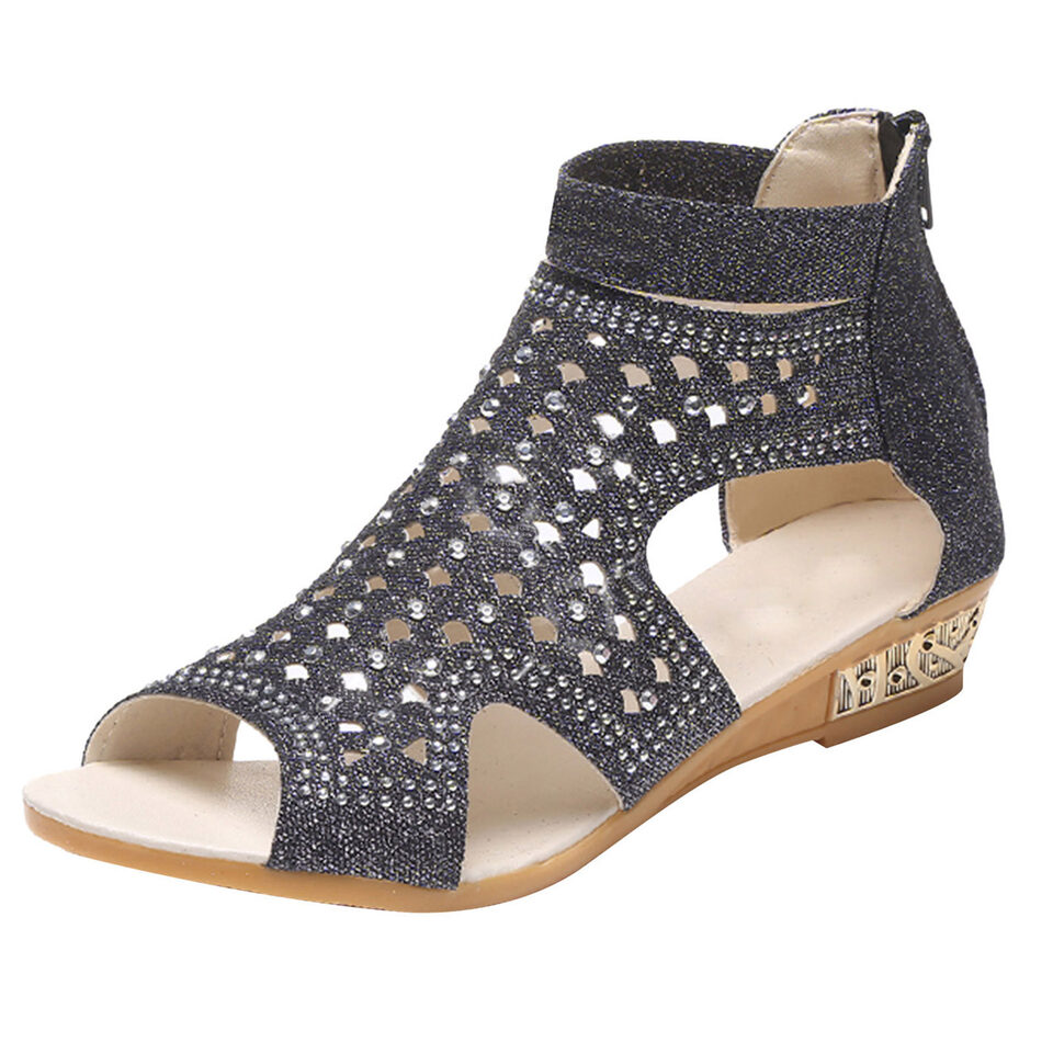 Rhinestones Sandals Summer Peep-toe Hollow Out Shoes