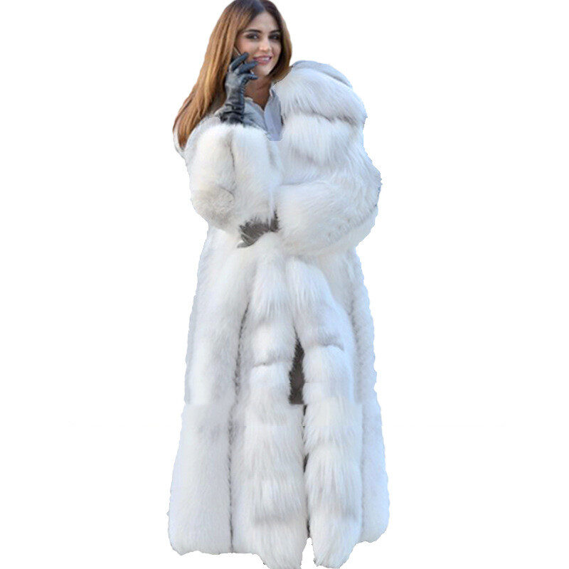 Women's Long Style White Fur Coat