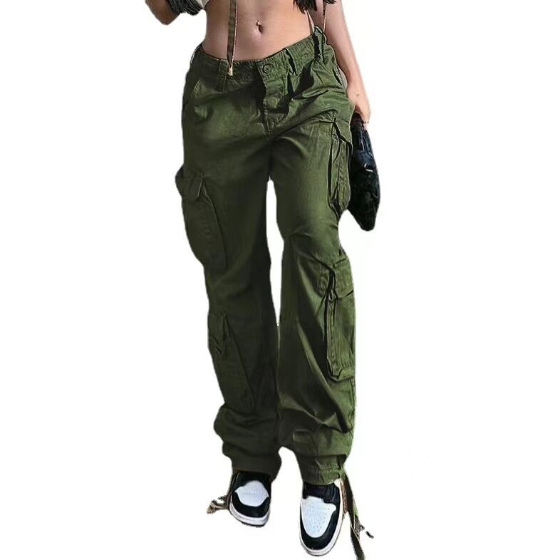 Street Hip-hop Trousers With Pockets Low Waist Overalls