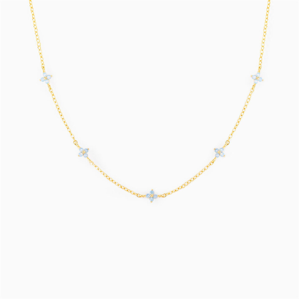 Ins Style Fashion Blue Flower Necklace Vacation Beach