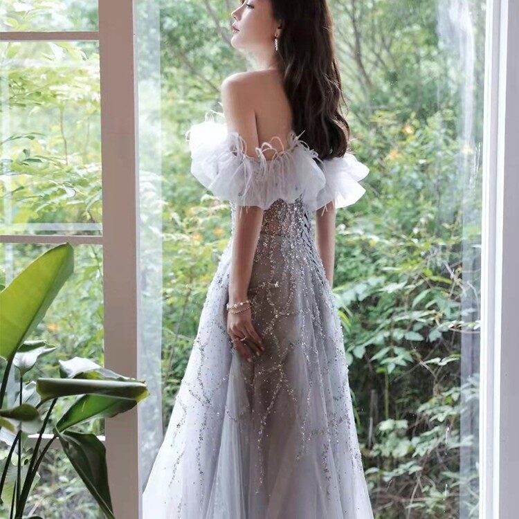 Off-shoulder Annual Conference Host Engagement Dress