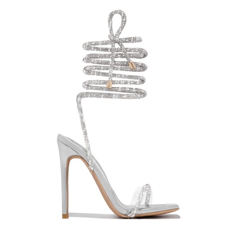 Strappy Sandals Square Toe Stiletto High Heel Shoes