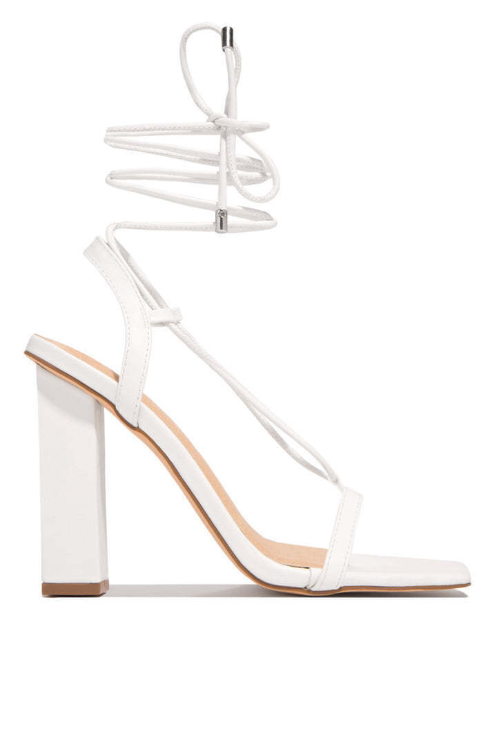 Women Shoes Square Toe Ankle Lace-Up Strappy Sandals