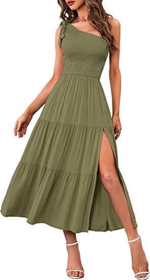 New Summer Fashion Women's One-shoulder Pleated Layered Hem