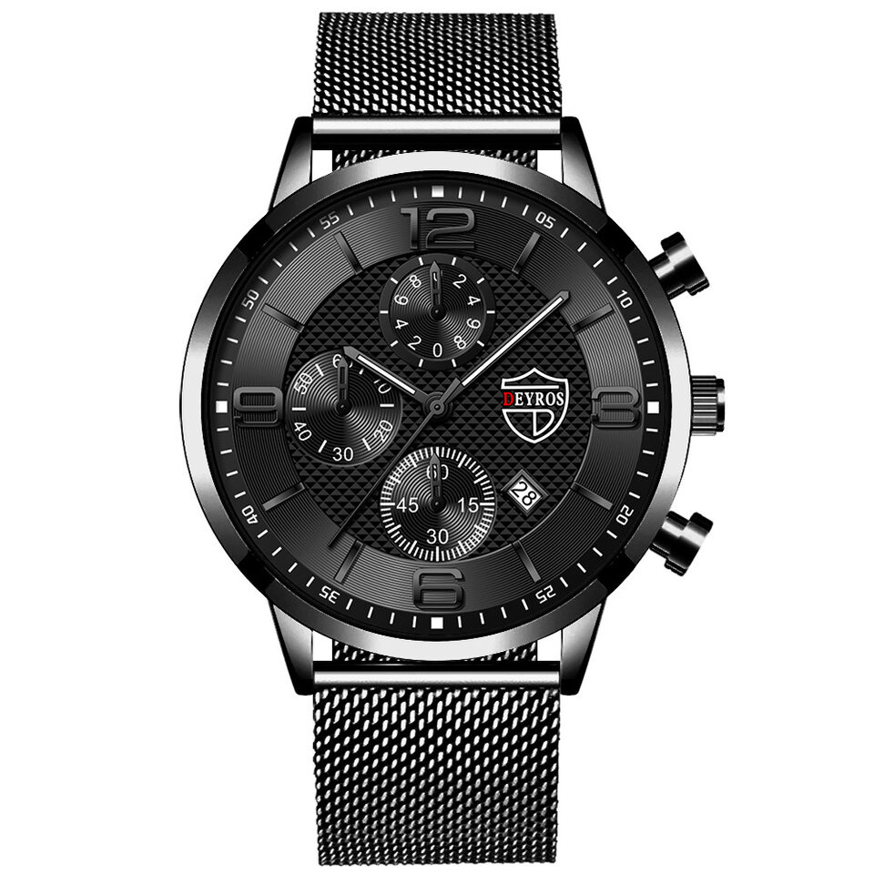 Men's Calendar Watch Business Stainless Steel Luminous Quartz