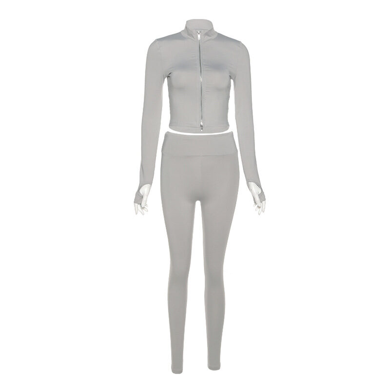 Women's Clothing New Stand Collar Long-sleeve Zipper Top