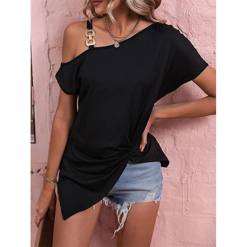 Women Clothes Off Shoulder Blouse Summer Irregular Design