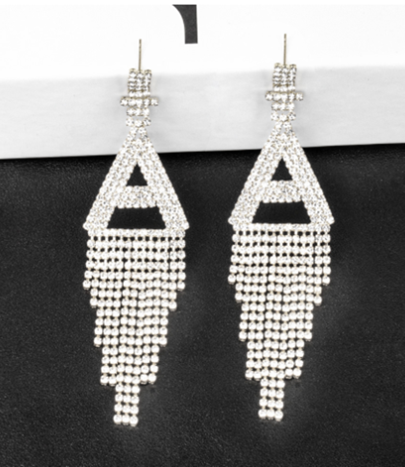 Fashion Jewelry 925 Silver Needle Ornaments Rhinestone Letter