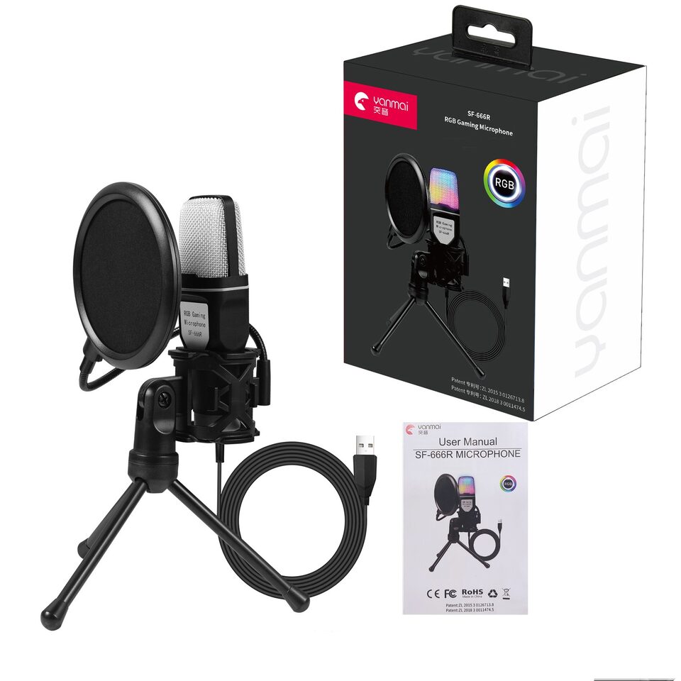 Clear Full RGB Capacitor Esports Gaming Desktop Microphone