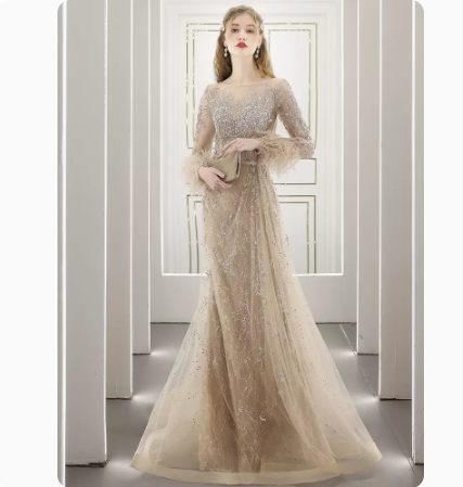 Heavy Industry Nailed Beaded Diamond-encrusted Evening Dress Hostess