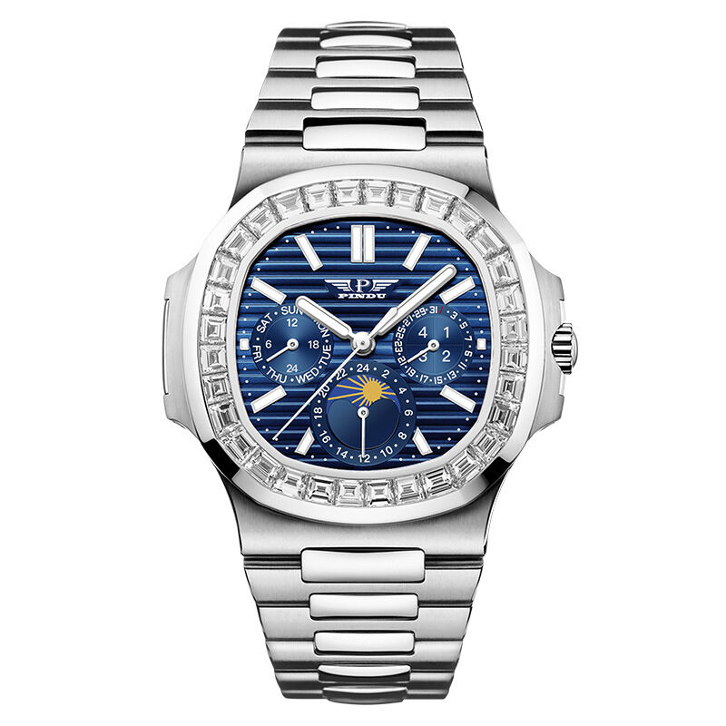 Men's Watch With Diamond Blue Face Large Square