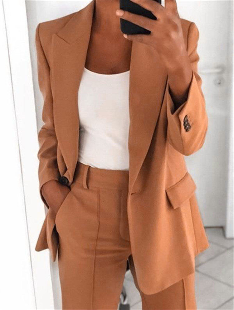 Ins Button Casual Suit Fashion Long-sleeved Lapel Blazer