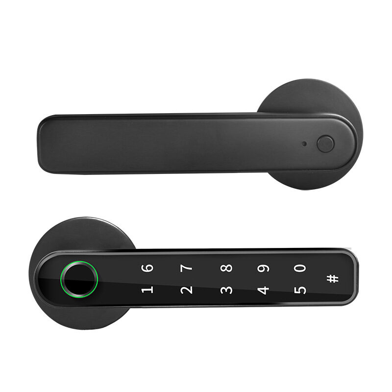 Glass Room Door Indoor Wooden Fingerprint Lock Bluetooth